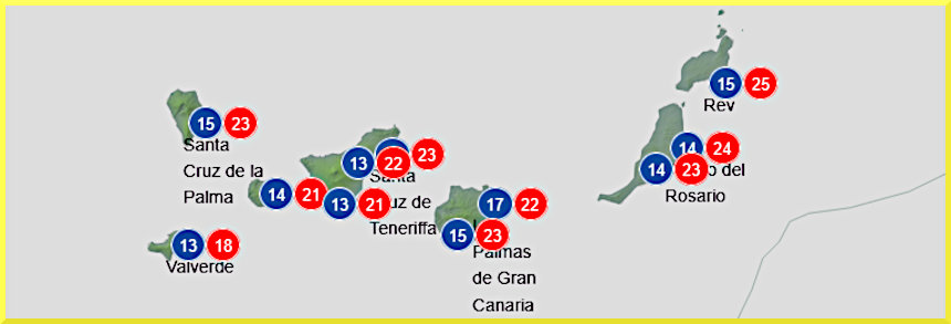 Väderprognos för Kanarieöarna den 5 april 2026.