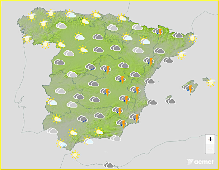 Väderprognos för Spanien den 10 mars 2026.