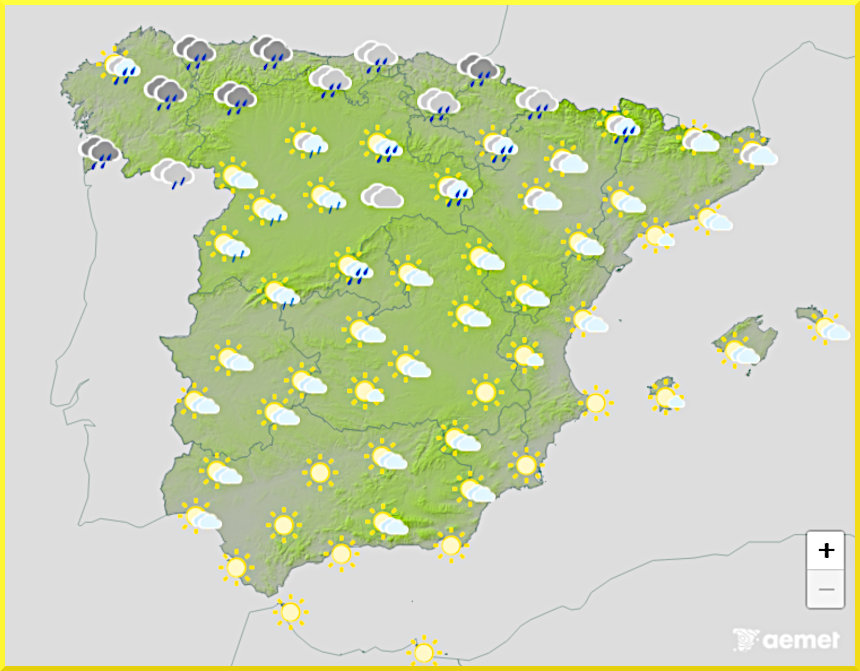 Väderprognos för Spanien den 13 mars 2026.