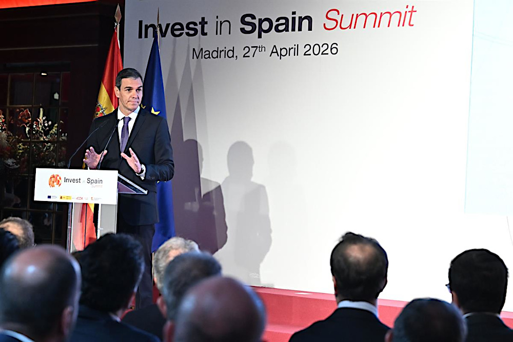 Premiärminister Pedro Sánchez invigningstalar på forumet Invest in Spain Summit 2026 i Madrid, Spanien.