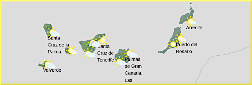 Väderprognos för Kanarieöarna den 2 maj 2026.