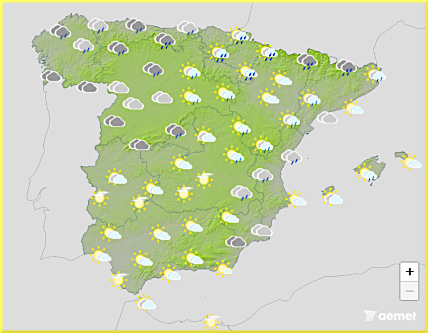 Väderprognos för Spanien den 2 maj 2026.