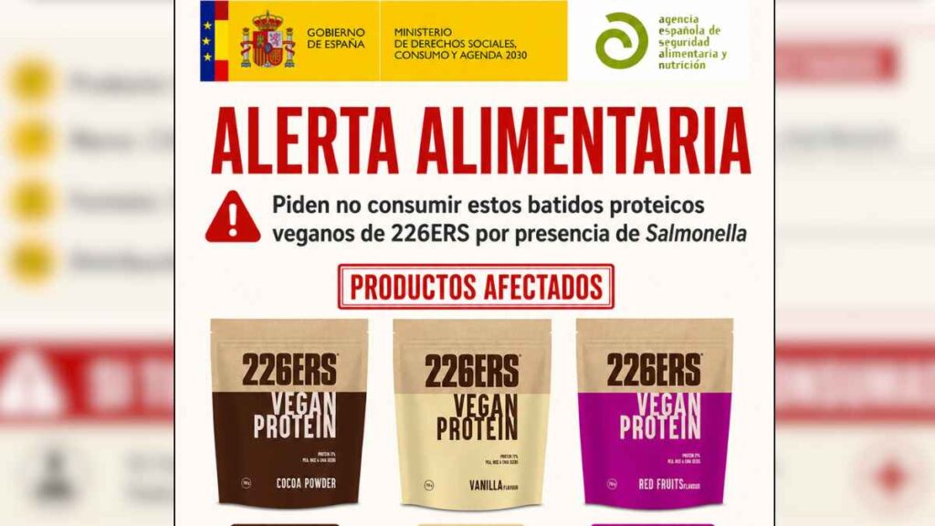 Salmonellavarning för veganskt proteinshakepulver.