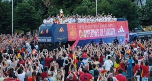 Firande av Spaniens vinst i EM i fotboll 2024 i Madrid.