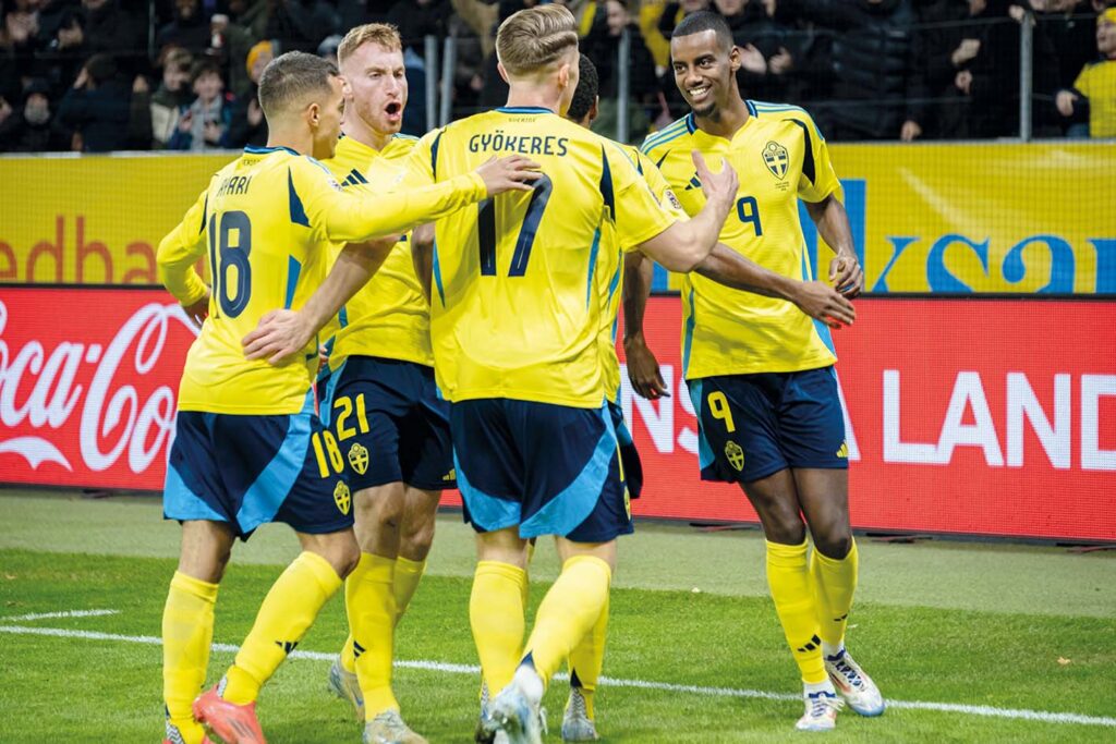 Svenskt landslag i fotboll.