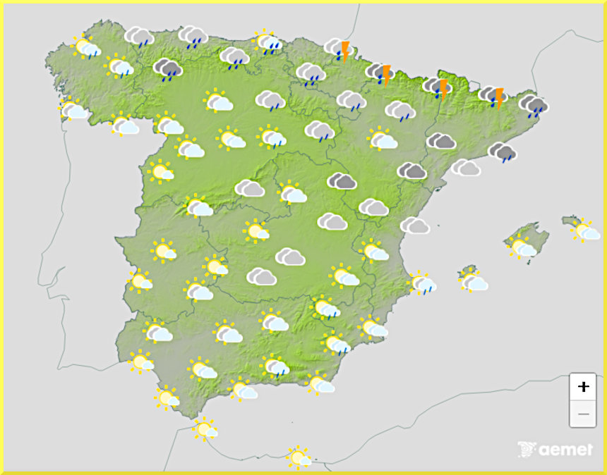 Väderprognos för Spanien den 15 maj 2026.