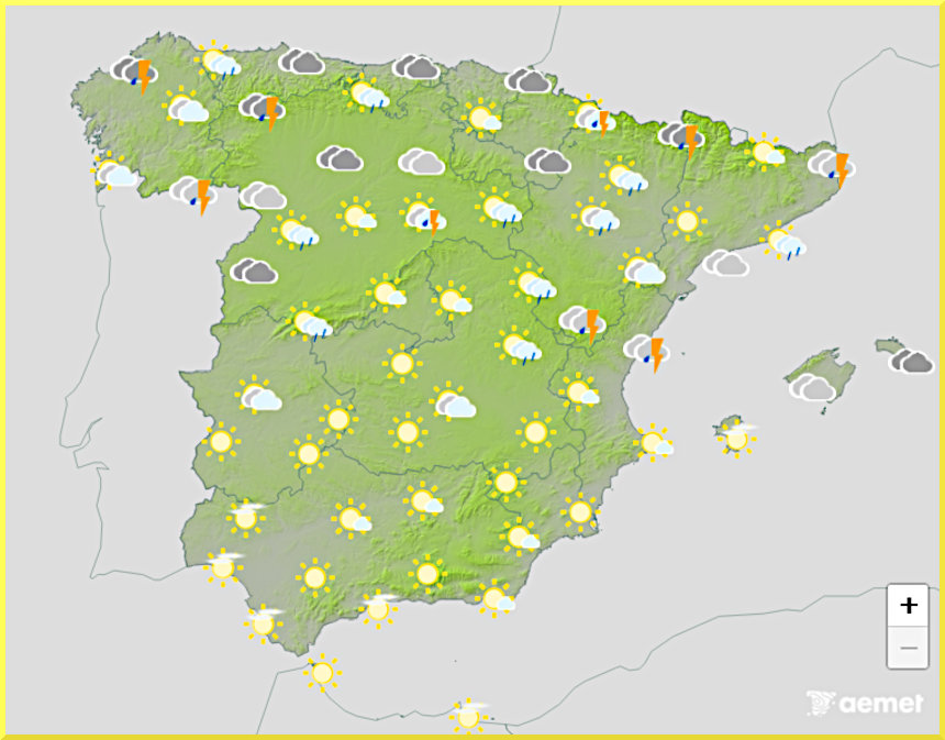 Väderprognos för Spanien den 5 maj 2026.