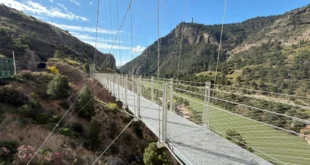 Hängbro på vandringsleden Caminito del Rey, Spanien.